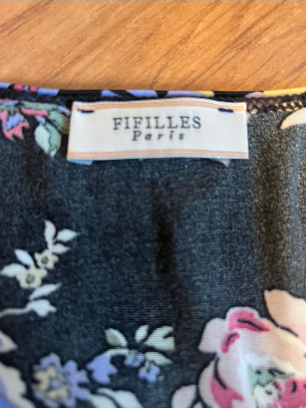 Vintage 1990s Black Midi Dress with Pink Floral stripes  and Tie Waist - Picture 4 of 5